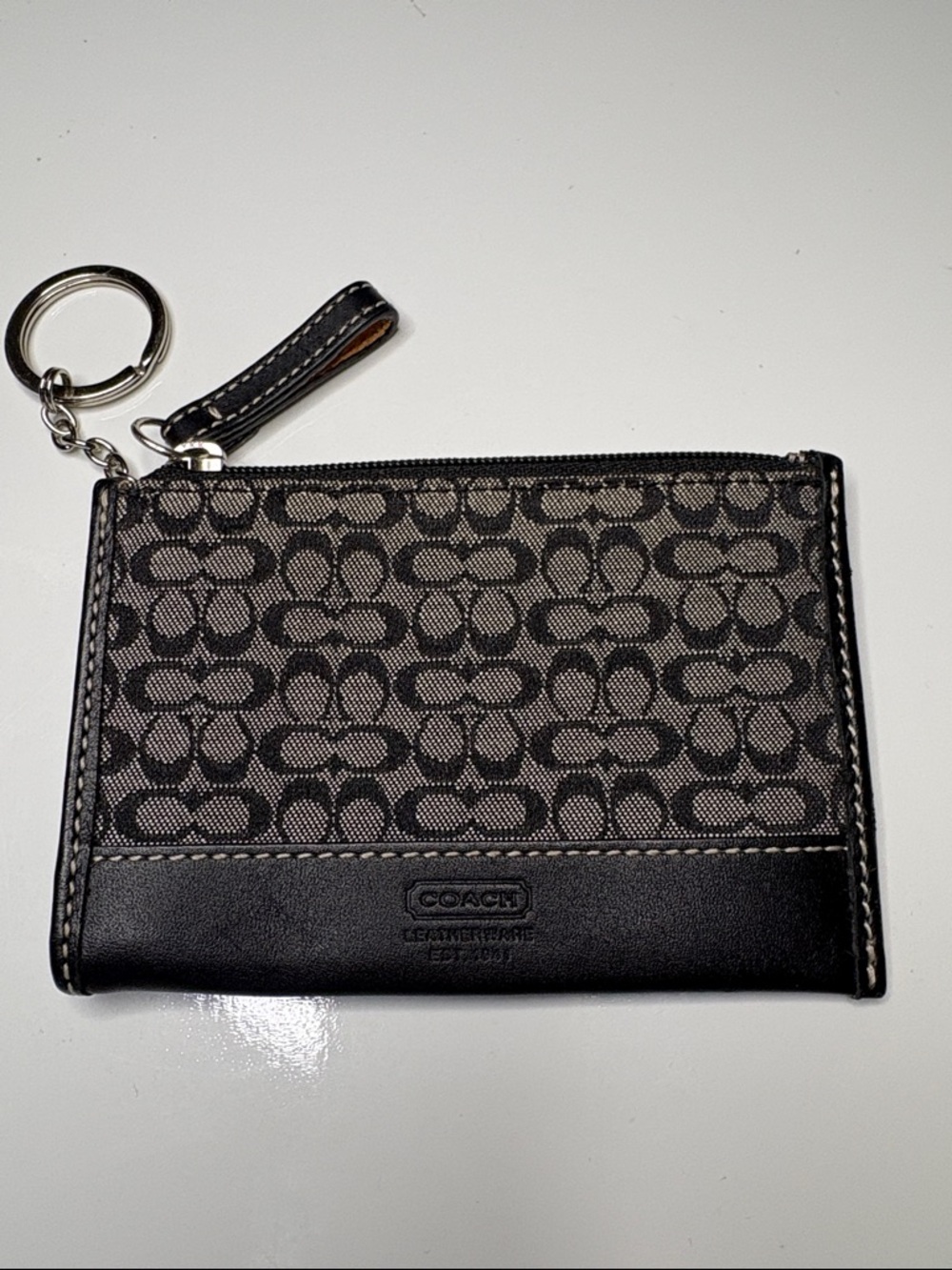 Coach Black Signature Key Card Holder